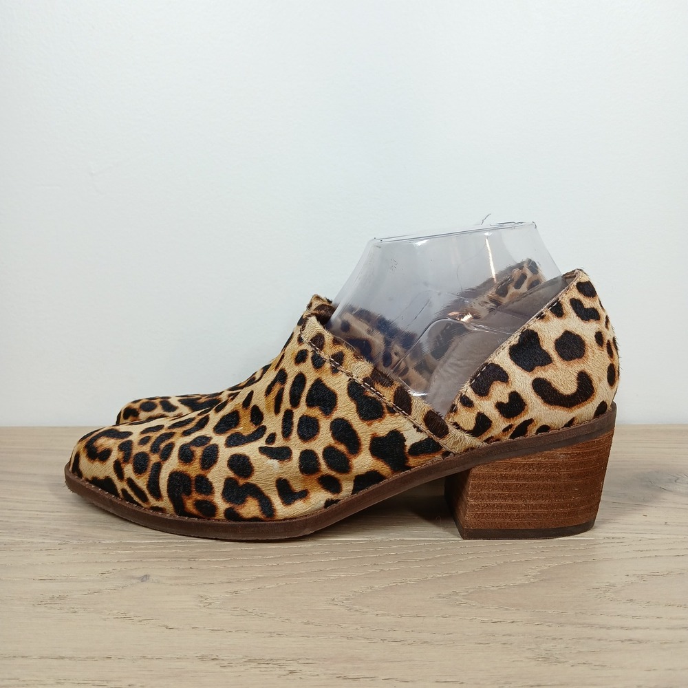 Crown Vintage Morrison Booties Women 7.5 Leopard Print Leather Calf Hair Slip On
